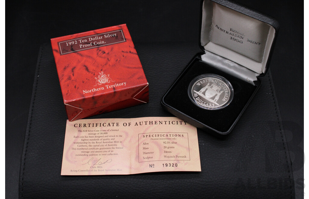 Collection of Australian RAM 1990-1993 ''State Series'' $10 Silver Proof Coins - Lot of 3