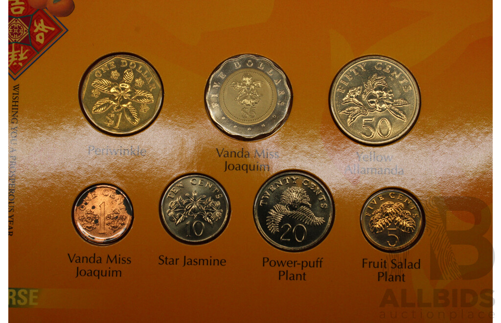 Collection of Australian Proof Coins and 2021 Singapore ''Lunar New Year'' Coin Set in a Hongbao Pack - Lot of 6