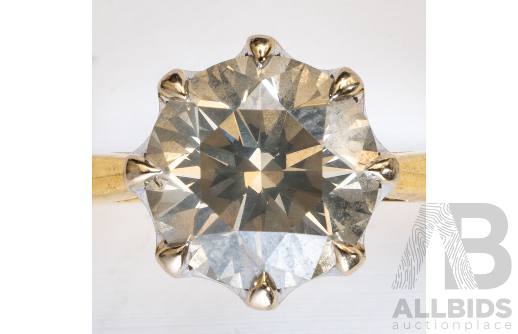 18ct 2.03ct Natural Diamond Solitiare Ring, Size P, 4.41 Grams