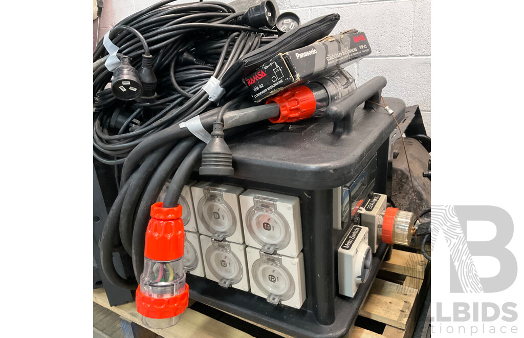 Portable Power Distribution Box and Pallet of Party Eletric Equipment - Untested