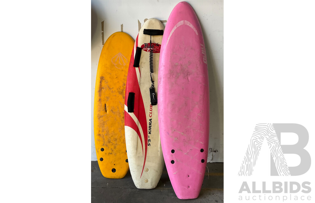 Assorted Surboard ,Soft-top Surboard ,Training Boards, Surf Rescue Board - Lot of 5