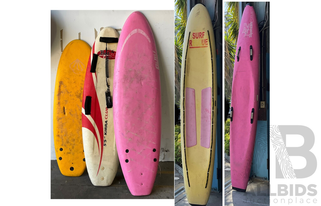 Assorted Surboard ,Soft-top Surboard ,Training Boards, Surf Rescue Board - Lot of 5