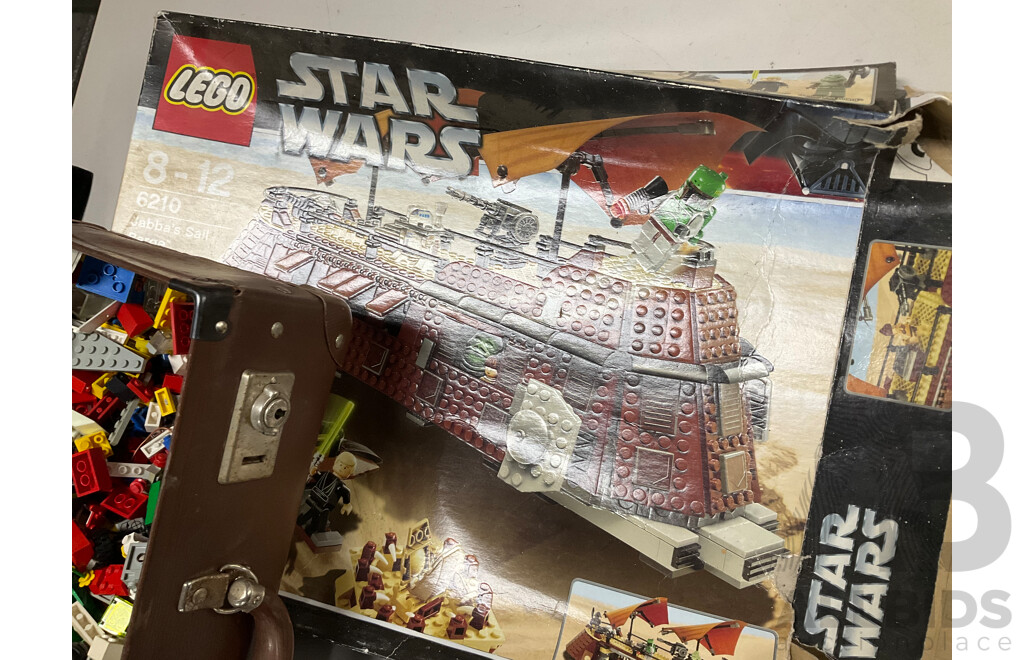 Collection of Assorted Lego Pieces and Boxes Including Star Wars Train, Instruction Manuals and More