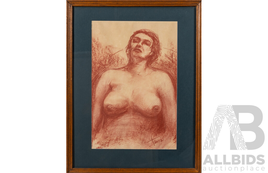 Richard King Farmer, (20th Century, Australian, 1930-2025), Life Class Model - Didn't Get Her Name 1 & II, Nice Pair of Original Charcoal Sketches, 42 x 33 cm (largest frame) (2)