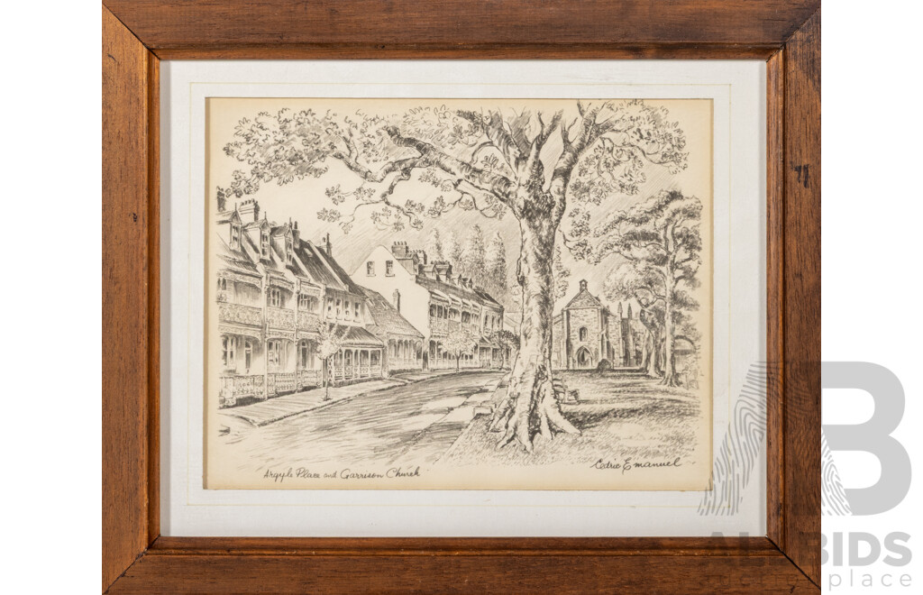 Cedric Emanuel, (20th Century, New Zealand-Born Australian, 1906-1995), Set of Four Reproduction Prints After Original Sketches Featuring Sydney Landmarks, 24 x 49 cm (frames) (4)