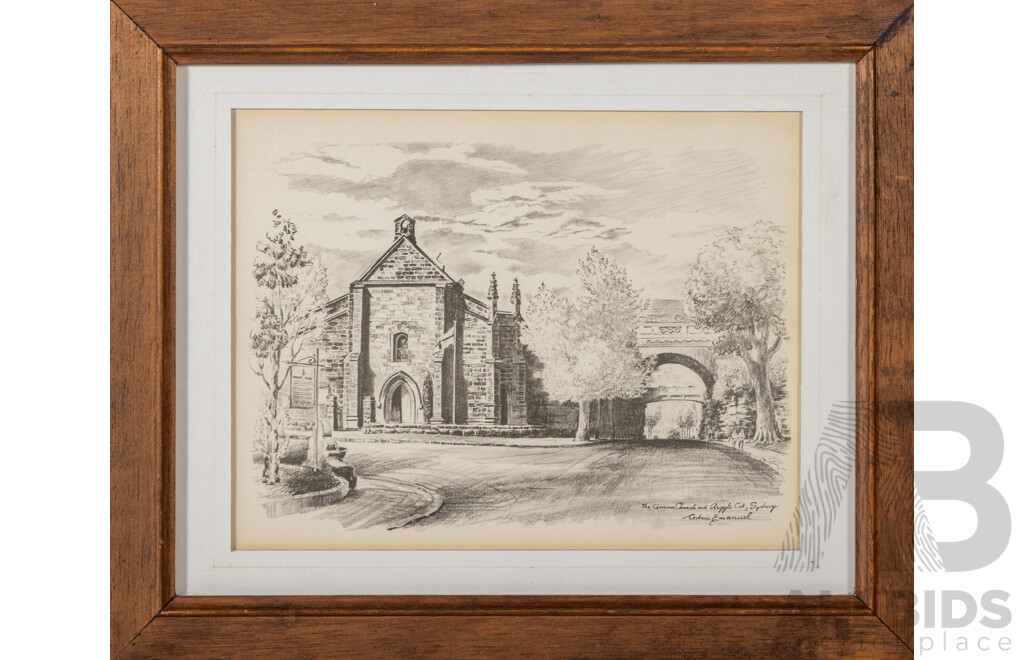 Cedric Emanuel, (20th Century, New Zealand-Born Australian, 1906-1995), Set of Four Reproduction Prints After Original Sketches Featuring Sydney Landmarks, 24 x 49 cm (frames) (4)