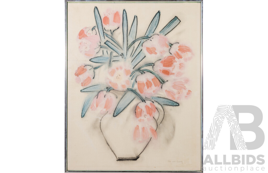 Ha Van Vuong, (20th Century, French-Vietnamese, 1915-1990), Flowers in Vase, Reproduction Colour Poster Prin of Original Watercolour, 77 x 61 cm (frame)