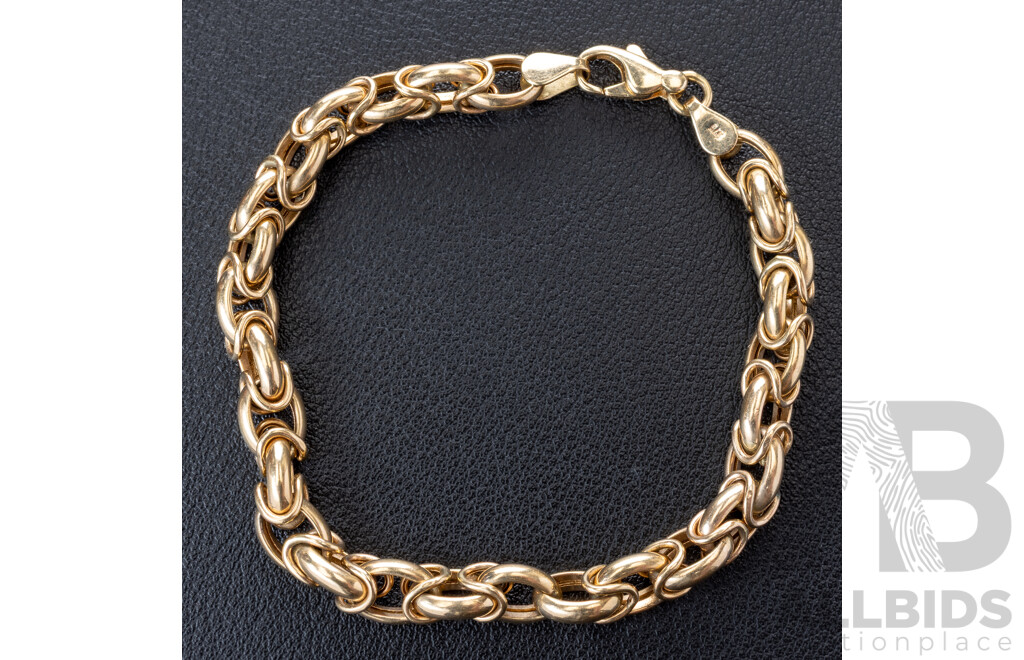 9ct Vintage Fancy Belcher Link Bracelet, 20cm, 8.50 Grams