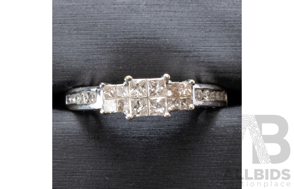 18ct White Gold Diamond Cluster Ring, Est TDW 0.50ct, Size O, 3.77 Grams