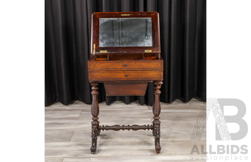 Victorian Flame Mahogany Lift Top Sewing Box