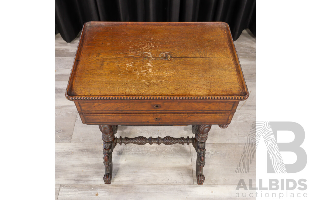 Victorian Flame Mahogany Lift Top Sewing Box