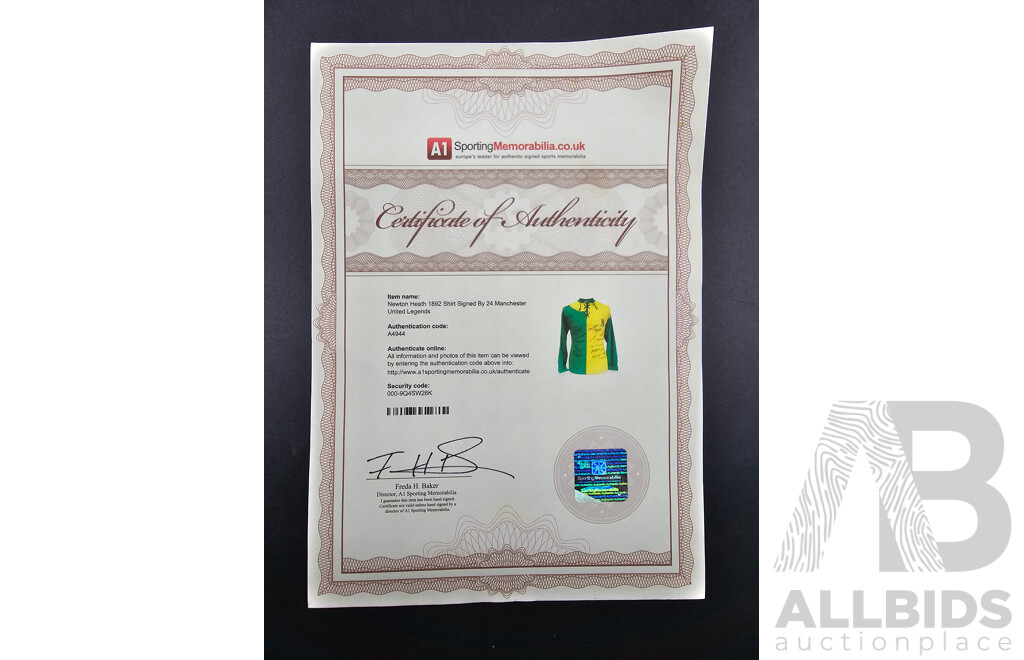 Newton Heath 1892 Shirt Signed by 24 Manchester United Legends