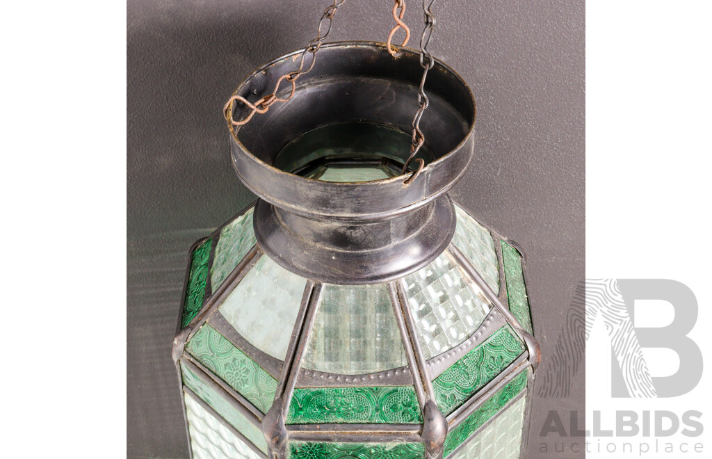 Vintage Hexagonal Lead Light Pendant