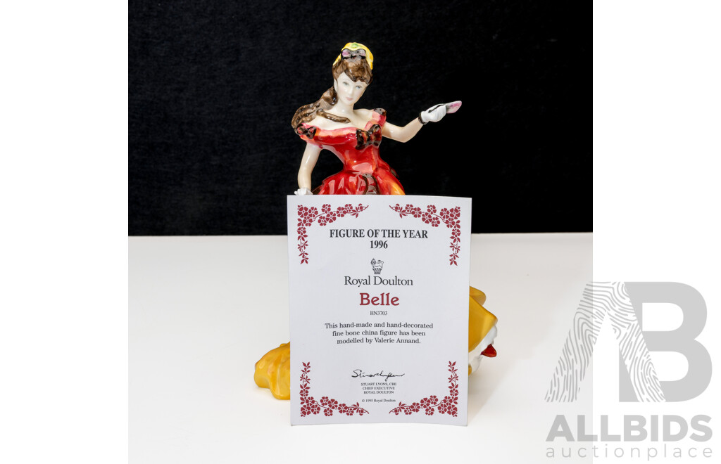 Boxed Royal Doulton 'Belle' Figure with Certificate, Model HN3703