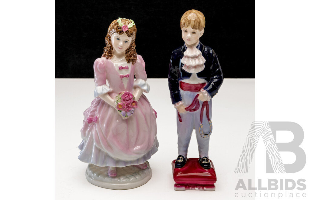 Pair of Coalport Ceramic Figures Inc Pageboy and Bridesmaid