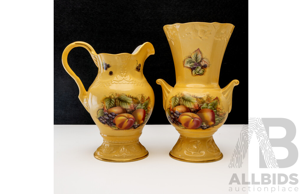 Aynsley Limited Edition Ceramic Crown Flower Pitcher with Millennium Thistle Vase