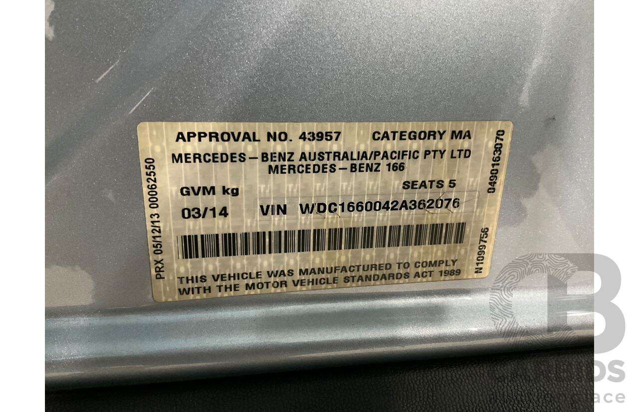 3/2014 Mercedes-Benz ML 250 CDI Bluetec (4x4) 166 4d Wagon Diamond Silver Metallic Turbo Diesel 2.1L
