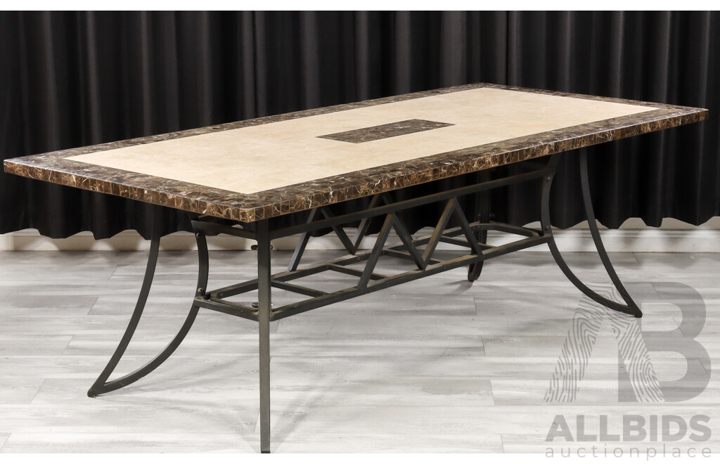 Modern Tile Top Outdoor Table with Six Polyweave Chairs by Royalje Outdoors