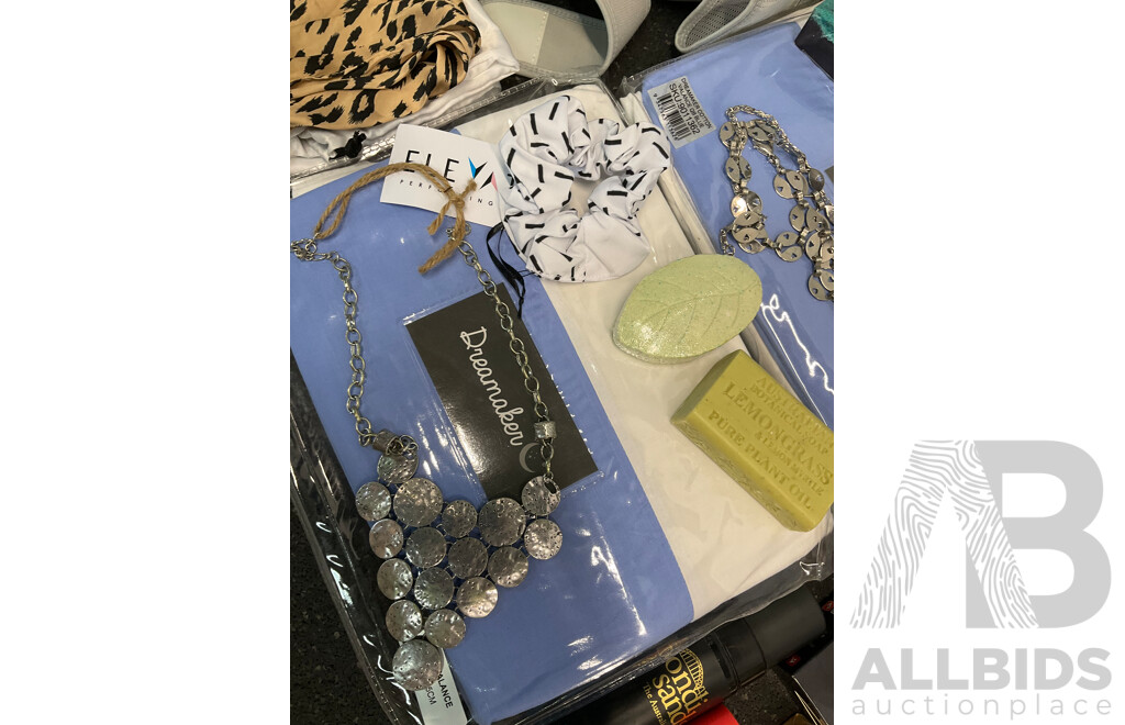 Assorted Useful Items, Including Cosmetic Bags, Massage Tools, Cosmetics and Others