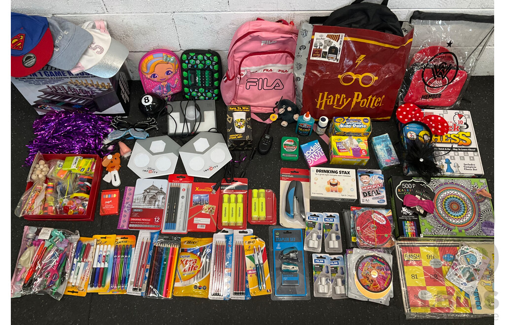 Assorted Kids Games, Crafts, DVDs, Harry Potter Bag with Accessories and Others