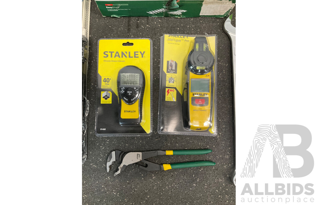 Assorted Tools and Storage Solution, Including BOSH Easy Shear, STANLEY and More