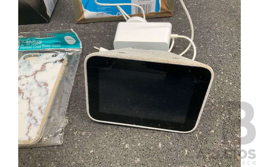 Assorted Usefull Gadgets, Including BELKIN Glass Protector, SIMPLECOM Led Desk Lamp, Led Fairy Light Globe, LENOVO Clock, LOGITECH Speakers and More