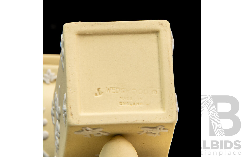 Wedgwood Primrose Yellow Jasperware Trinket Box and Single Stem Vase