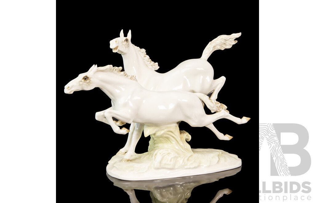 Hutschenreuther Melb Porcelain Figural Group of Galloping Horses