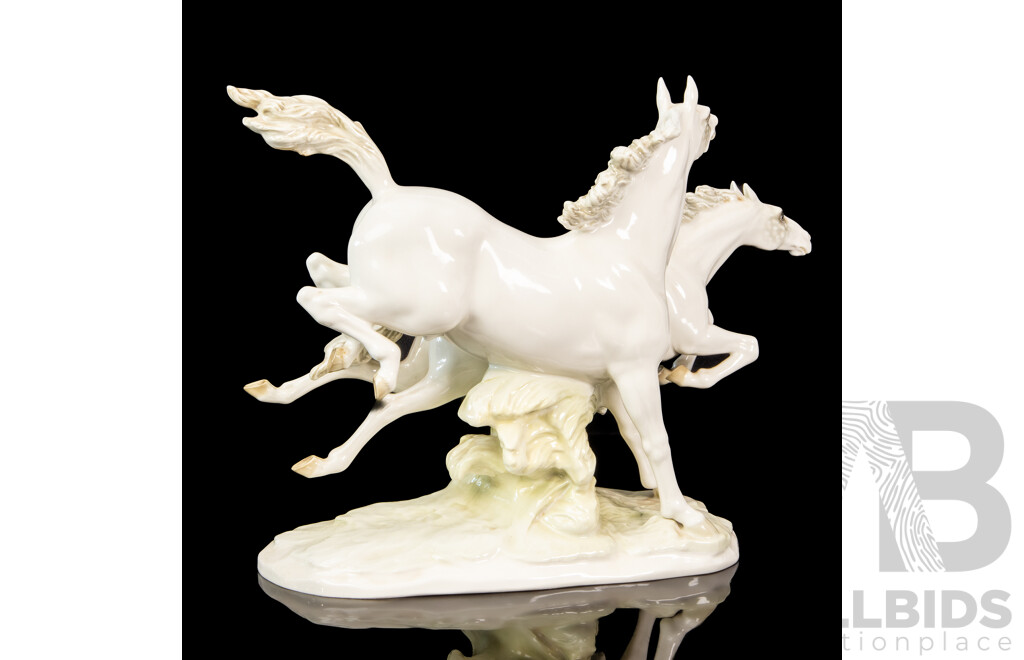 Hutschenreuther Melb Porcelain Figural Group of Galloping Horses