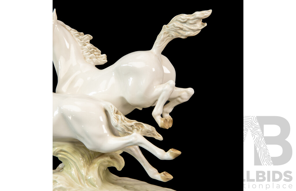 Hutschenreuther Melb Porcelain Figural Group of Galloping Horses