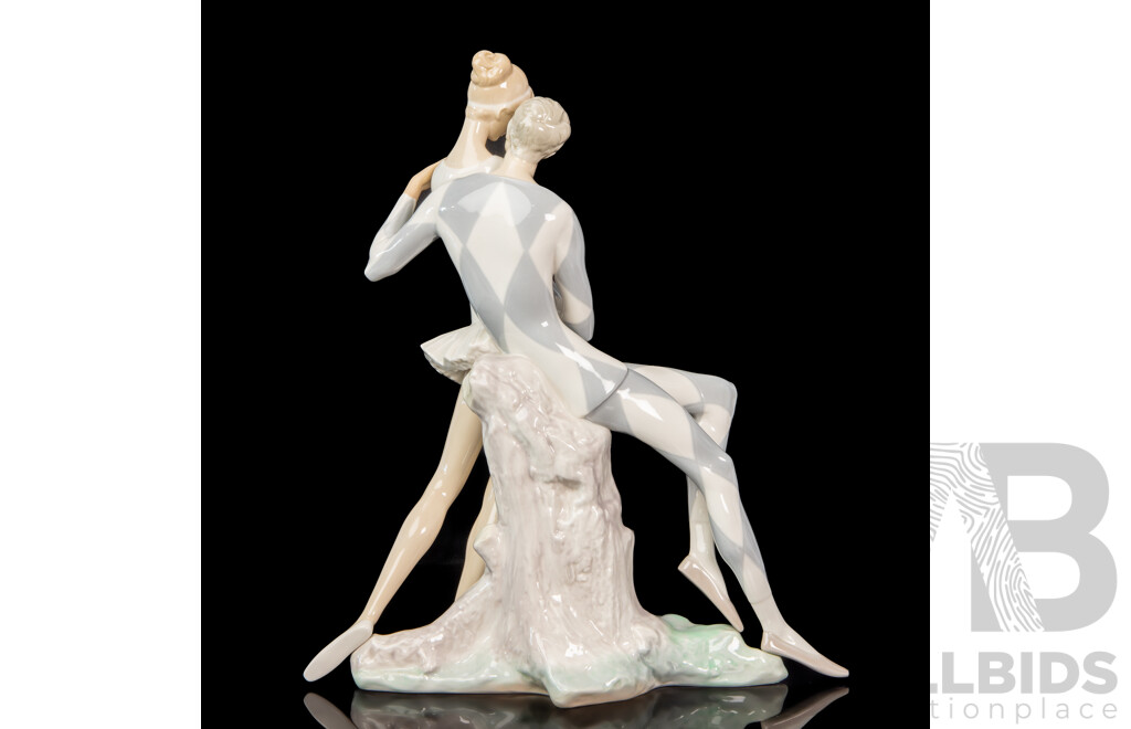 Lladro Harlequin and Ballerina Figural Group