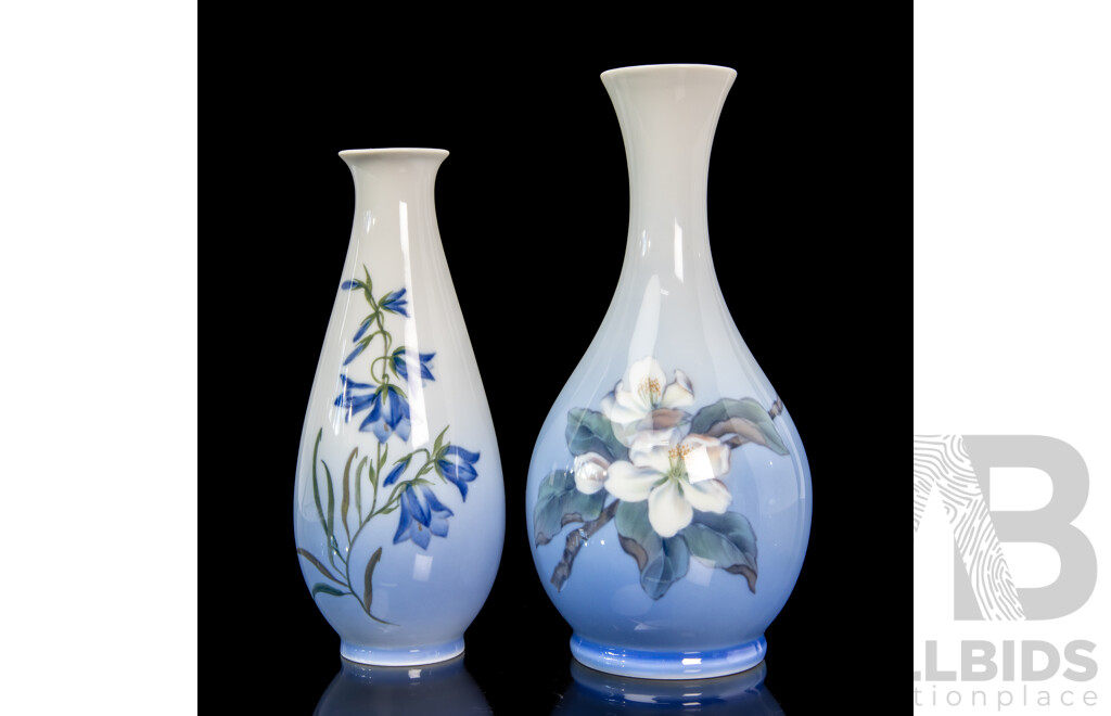 Good Unmatched Pair of Danish Royal Copenhagen Porcelain Vases