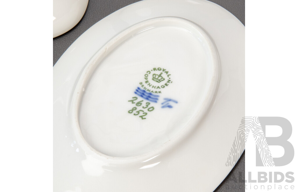Collection of Three Danish Royal Copenhagen Bird Themed Pin Dishes and a Floral Example