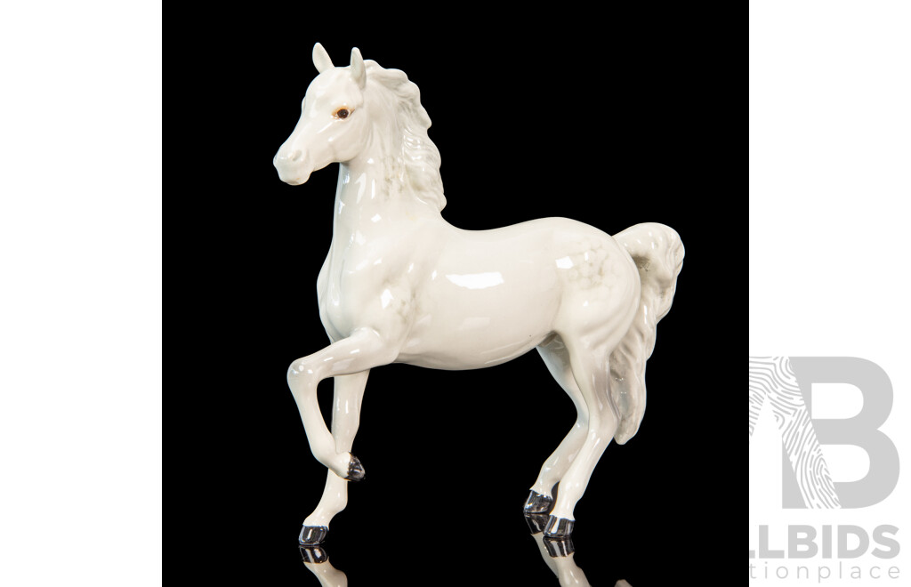 Prancing White Ceramic Stallion by Beswick, England