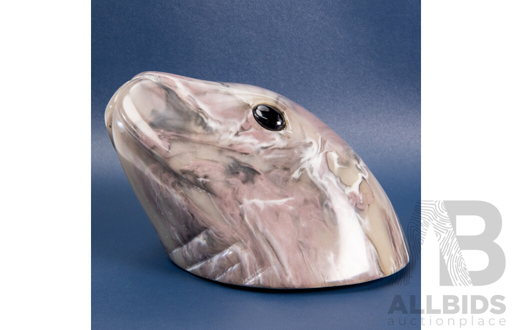 Carved Marble Peeking Seal Bust by Foots Artworks, Australia