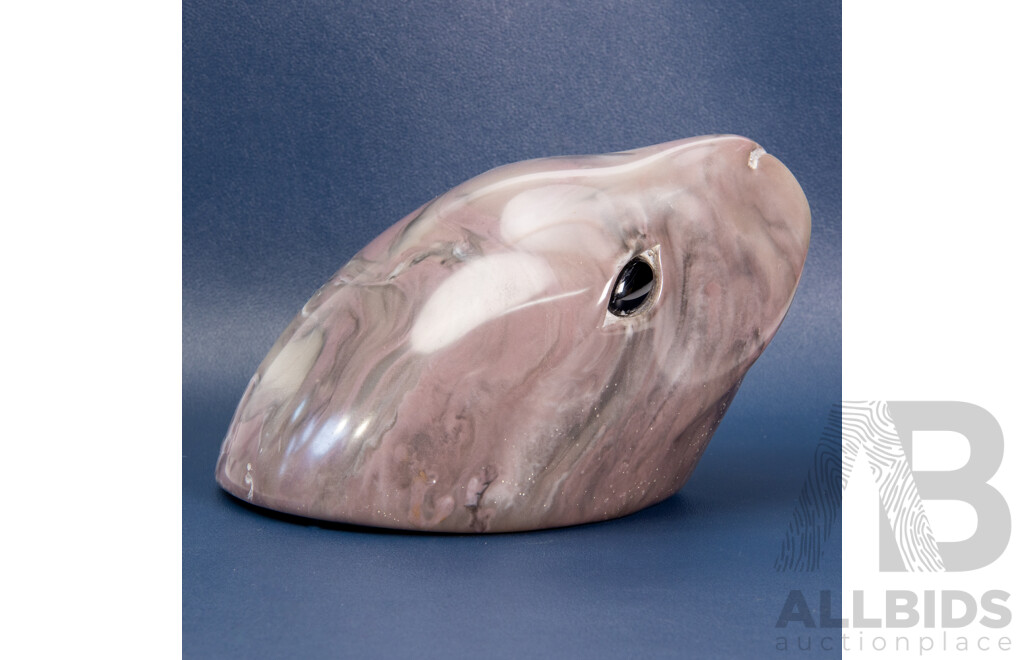 Carved Marble Peeking Seal Bust by Foots Artworks, Australia