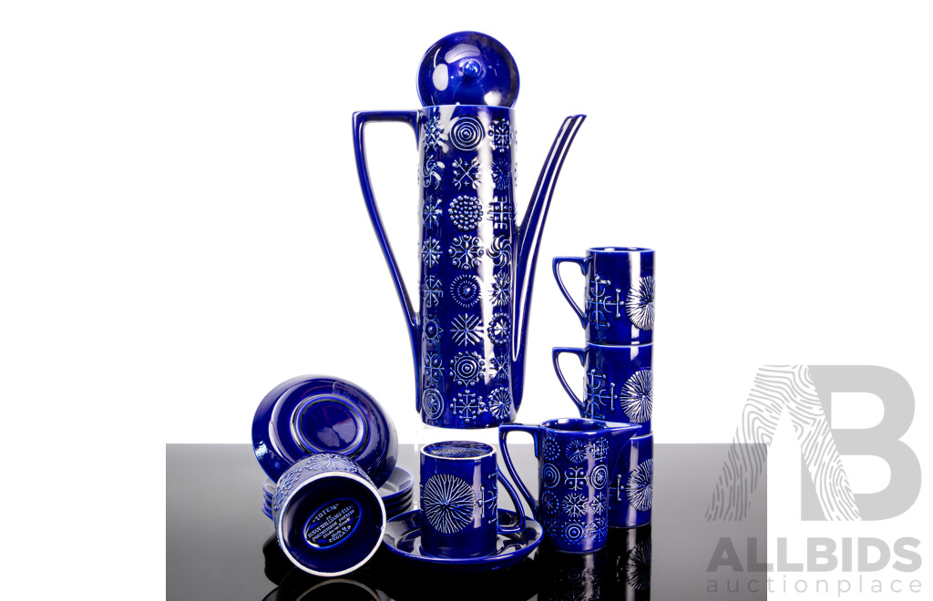 Fantastic Portmeirion Stoke on Trent Totem Pattern Demitasse Service for Four by Susan Williams-Ellis