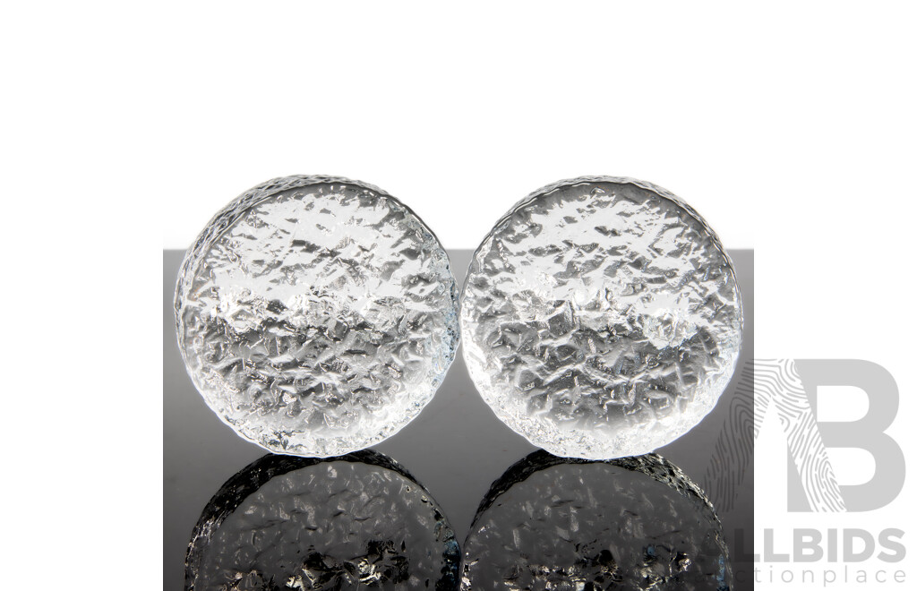 Pair of Retro Moulded Glass with Bark Finish Candle Sticks