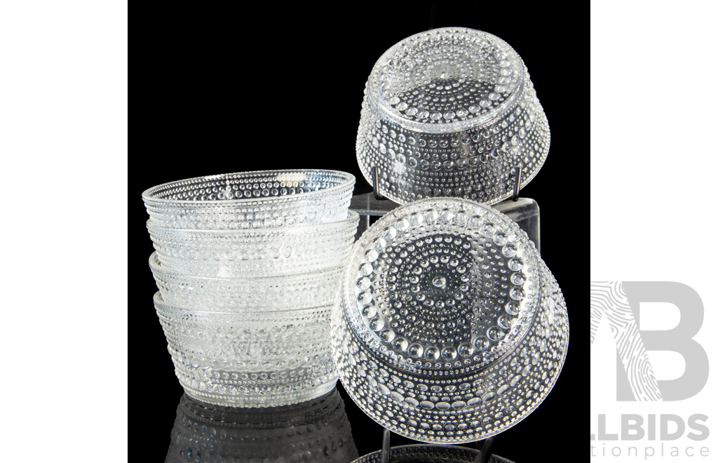 Six Vintage Iittala Kastehelmi Bowls Designed by Oiva Toikka