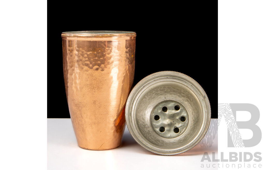 Vintage Copper Coloured Cocktail Shaker with a Hammered Finish