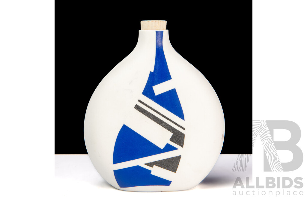 Retro Bottle Vase with Geometric Pattern, Signed B Schull