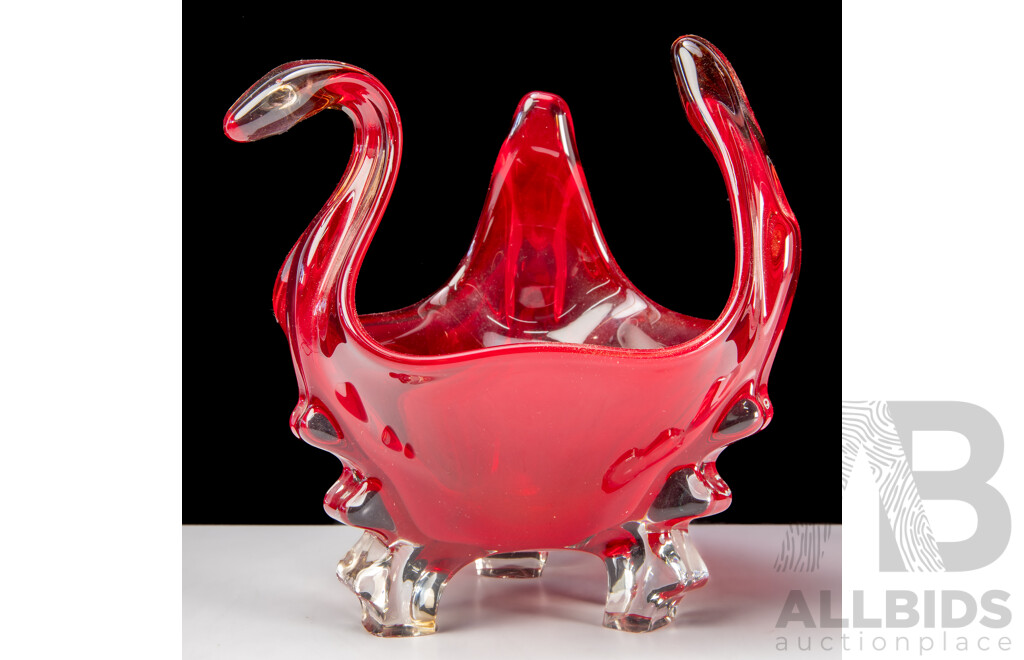 Vintage Ruby Art Glass Bowl