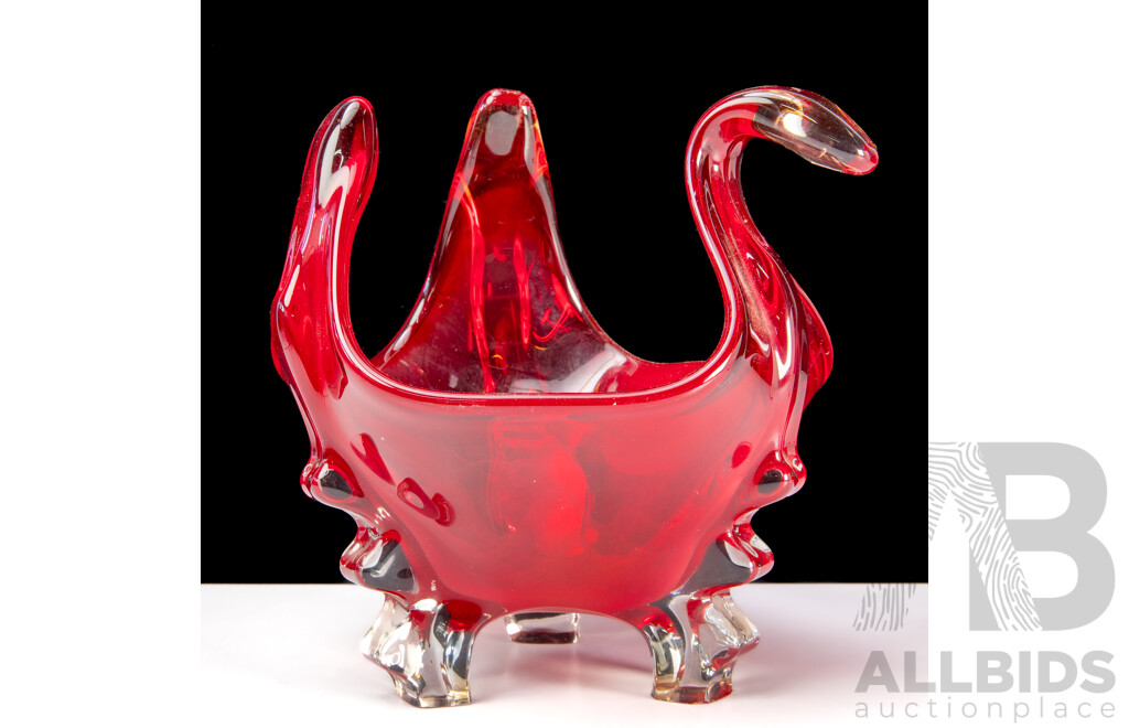 Vintage Ruby Art Glass Bowl