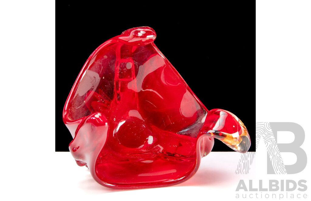 Vintage Ruby Art Glass Bowl