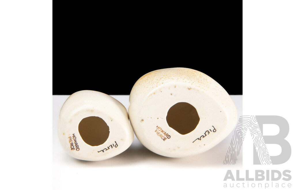 Two Howard Pierce (American) Glazed Ceramic Owls