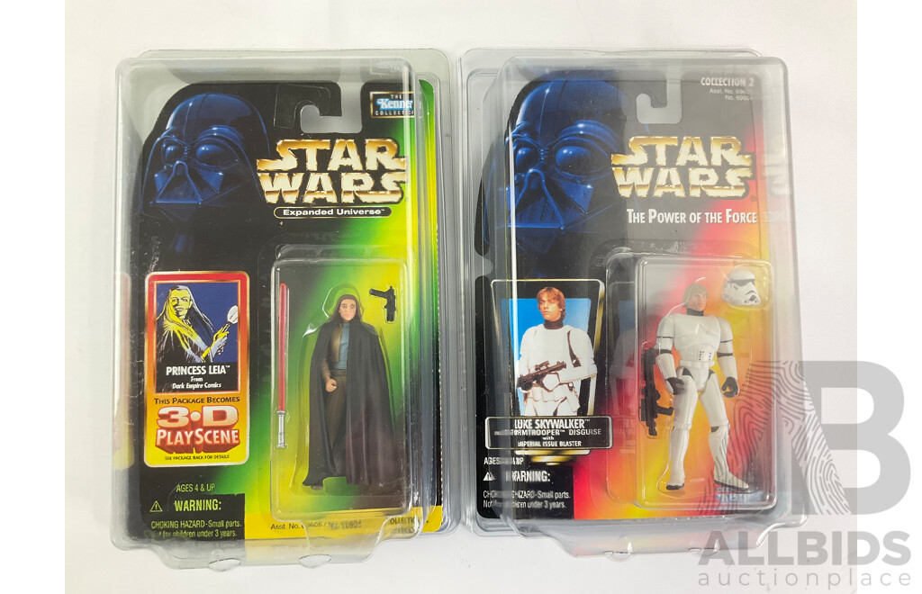 1996 Kenner Star Wars Luke Skywalker in Stormtrooper Disguise and 1998 Kenner Star Wars Princess Leia from Dark Empire Comics