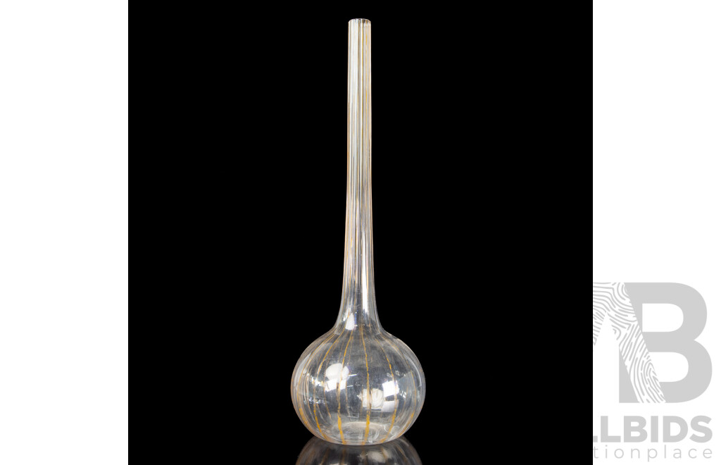 Large Le Verre Francais (Schnieder) Studio Vase with Long Neck and Bulbous Base