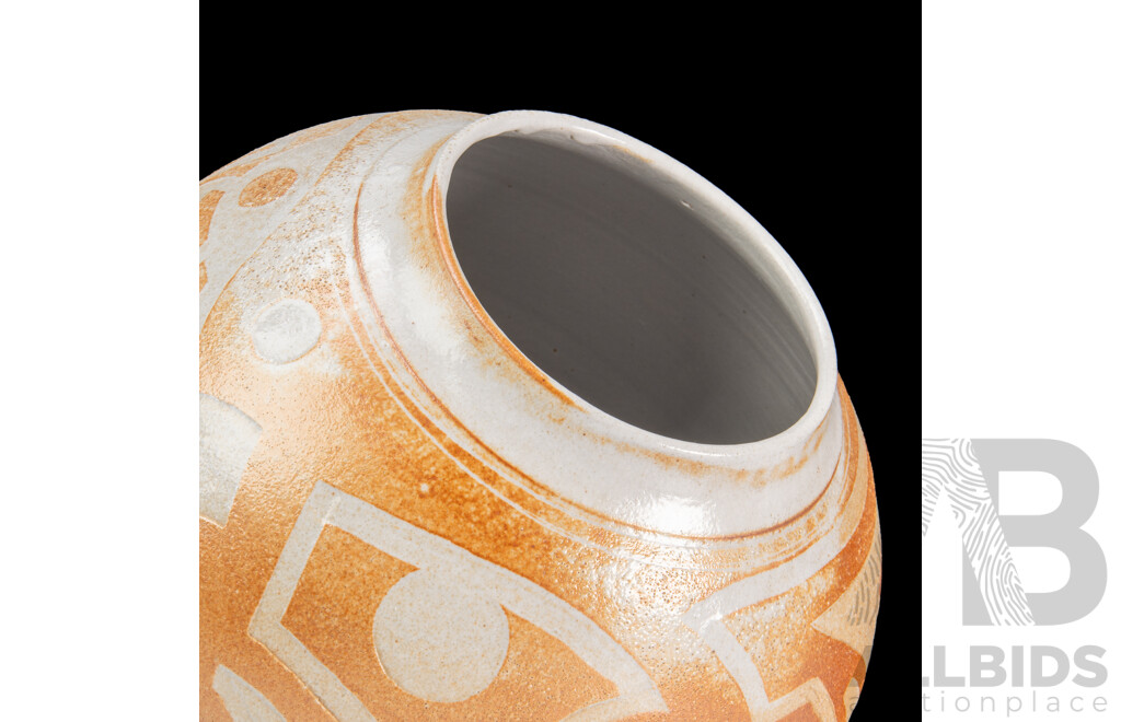 Retro Studio Ceramic Vase with Raised and Relief Work