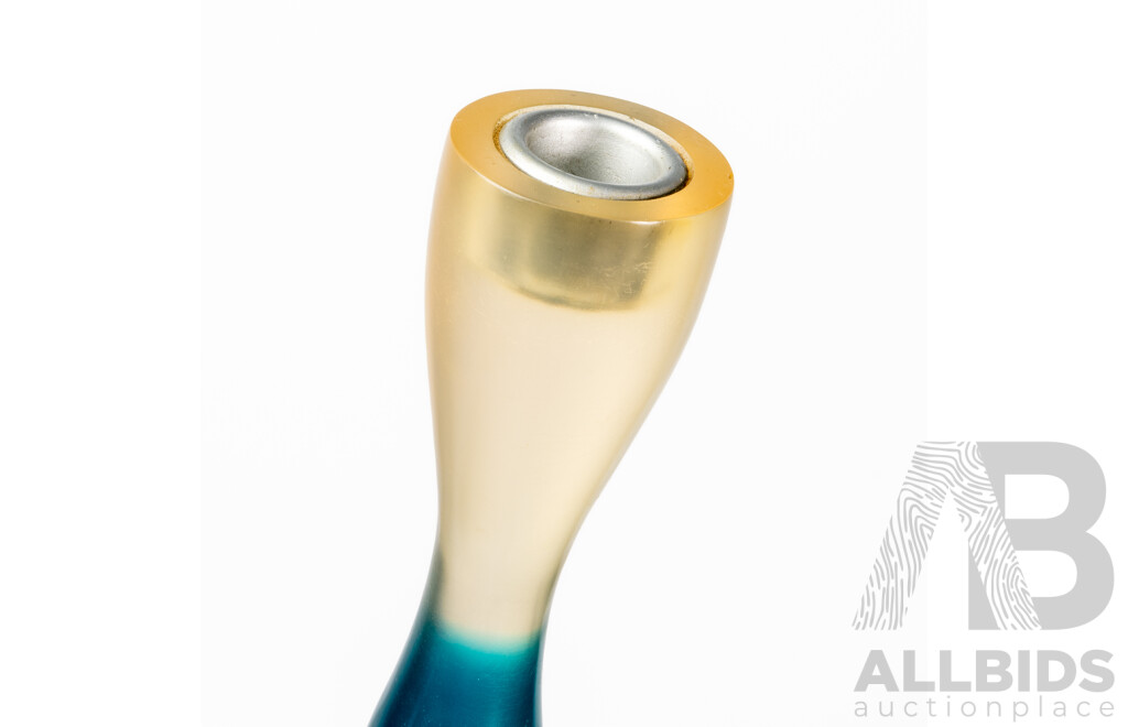 Pair of Tall Artecnica Tri Colour Resin Candlesticks