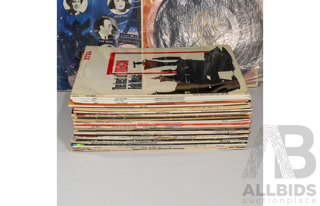 Collection of Vinyl Record Including Hank Williams, Nana Mouskouri, Simon & Garfunkel, Kenny Rogers, Sound Tracks and More